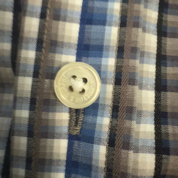 Johnston & Murphy Blue Plaid Button-Up Shirt - Size XL Tailored Fit - Picture 5 of 10